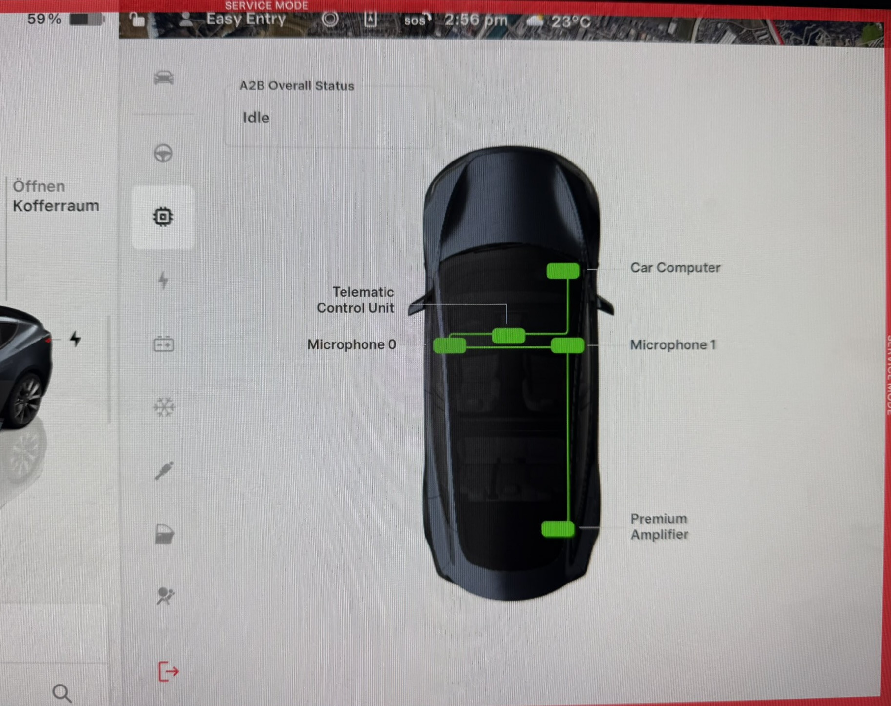 Tesla Service Mode Improvements feature in update 2025.20.3