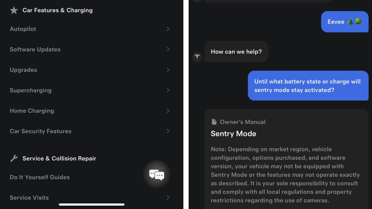 Tesla added a chat assistant to its app