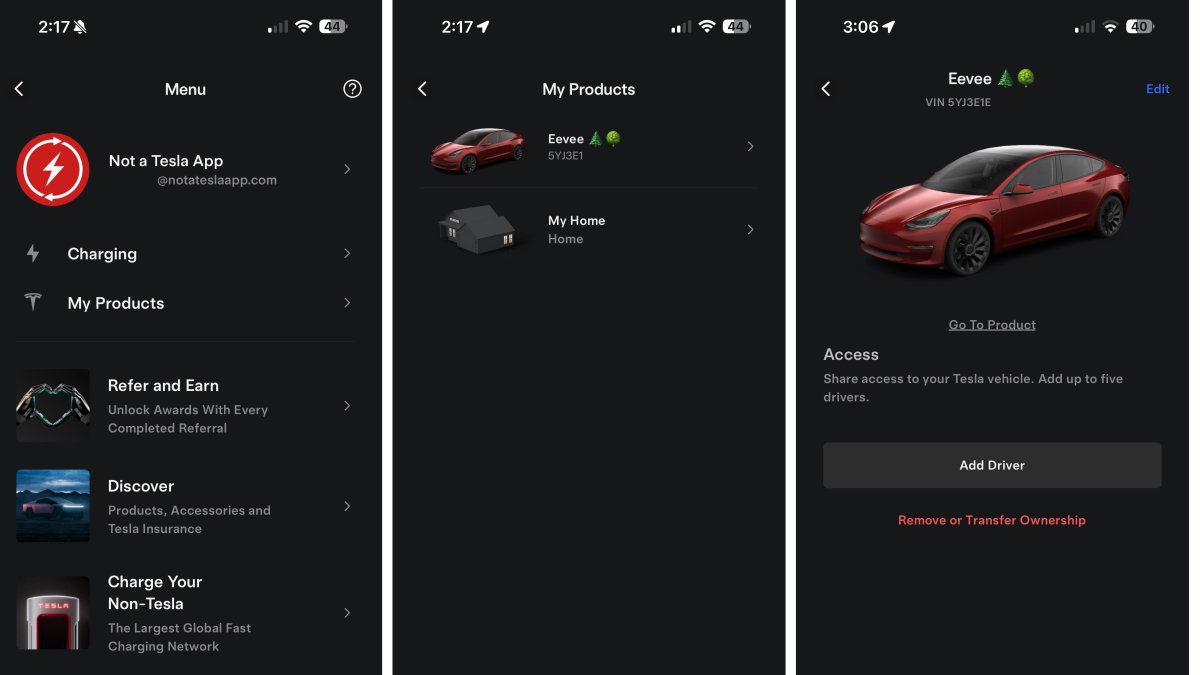The changes in the latest Tesla app don't require an app update