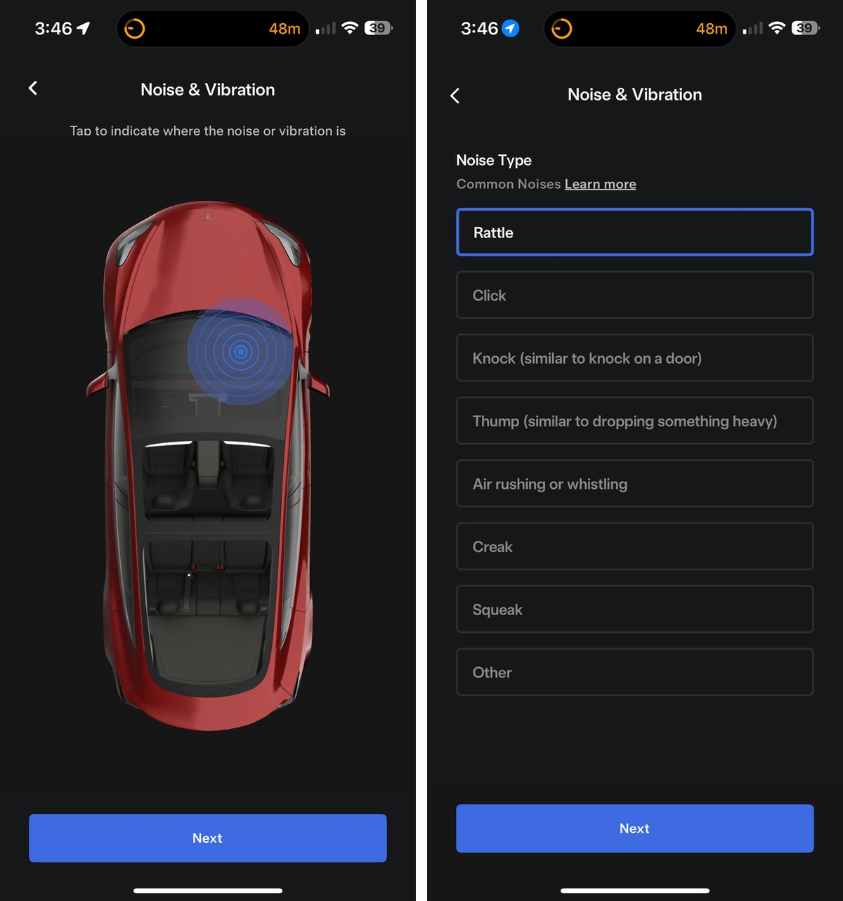 Tesla Service Improvements feature in update 4.44.5