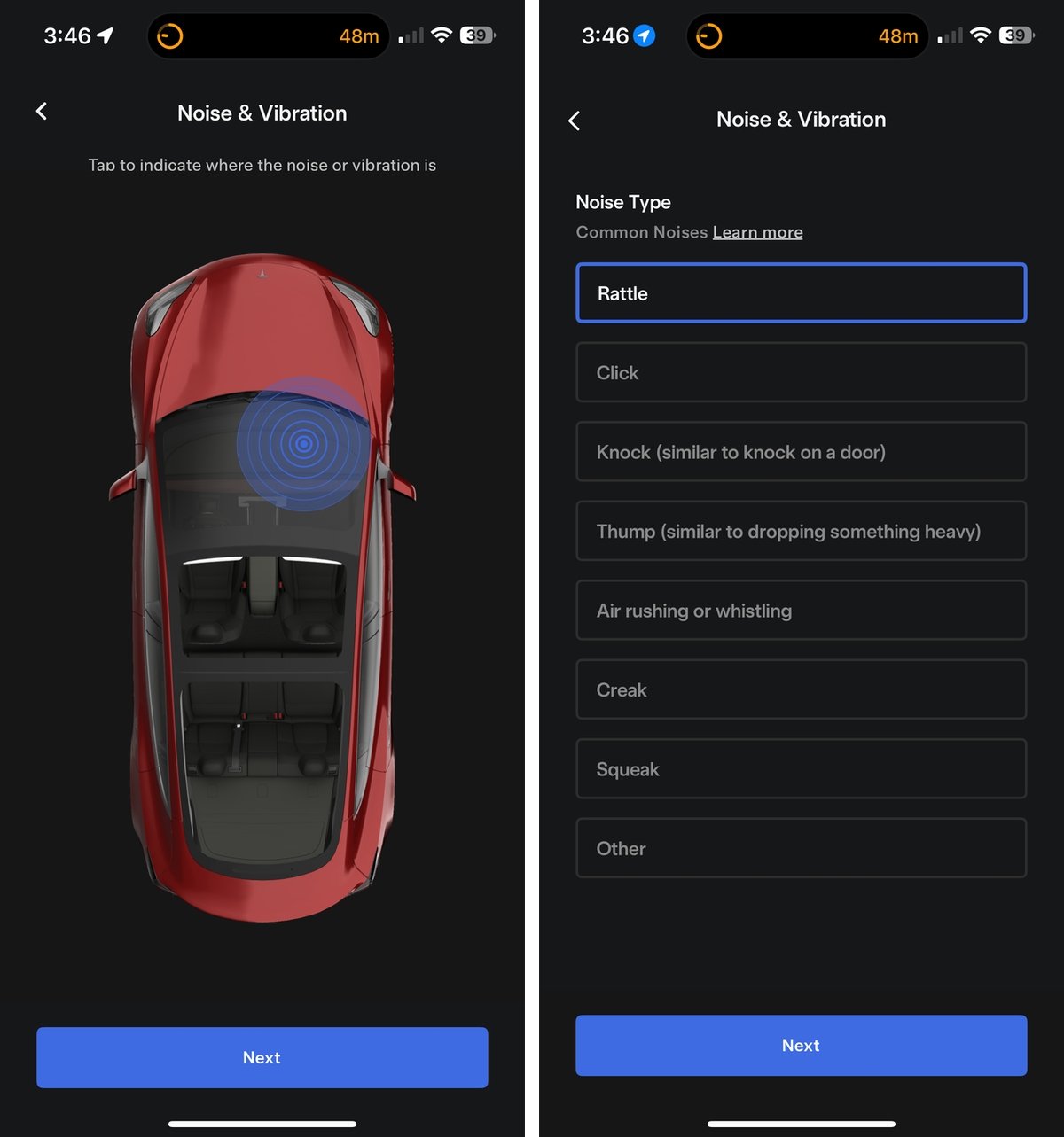 Tesla Service Improvements feature in update 4.44.5