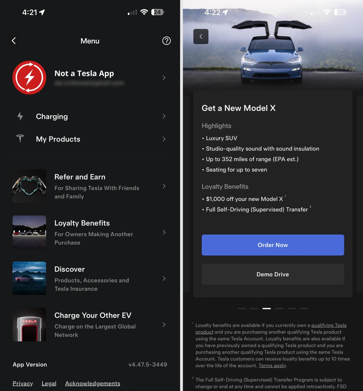 Tesla Updates App to v4.47.5; Loyalty Benefits, Sunrun Integration, Improvements to Wall Connector