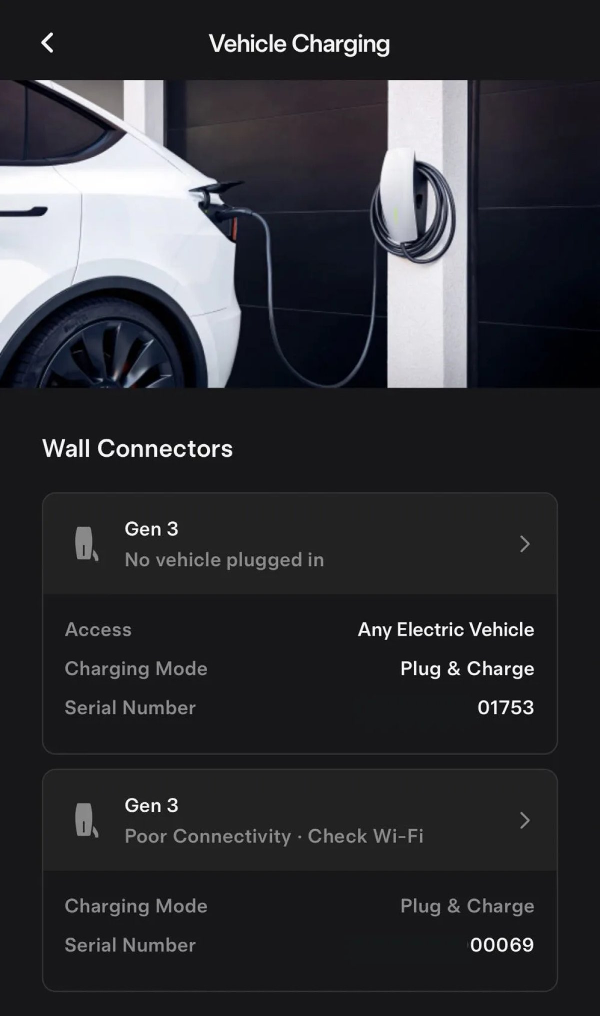 Tesla Wall Connector Details feature in update 4.54.5