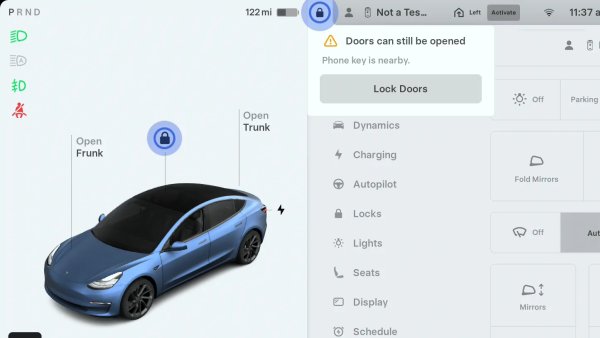 Tesla Adds Smart Lock Alert to Update 2025.26