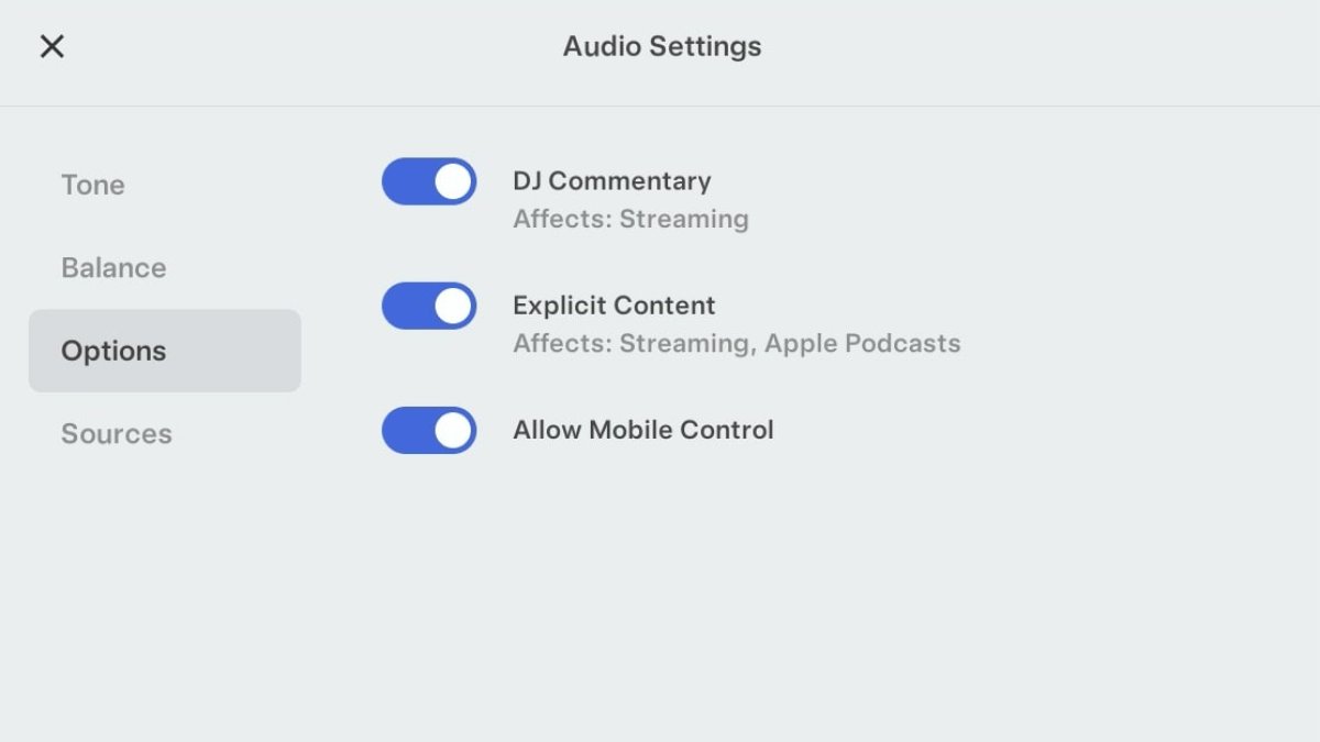 The explicit content setting now applies to Apple Podcasts in addition to the 'Streaming'