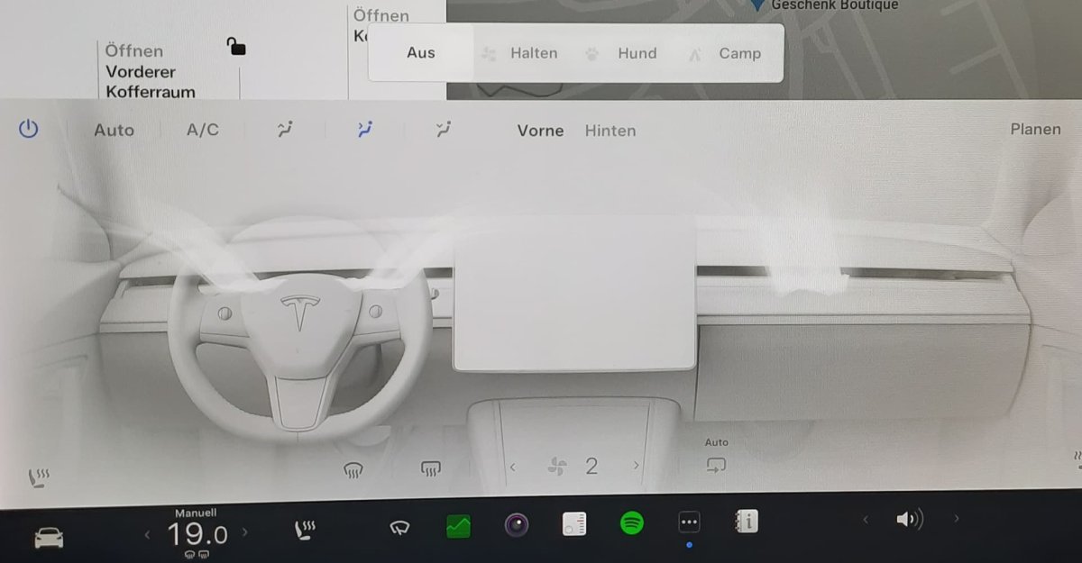 The new climate menu with Auto turned off