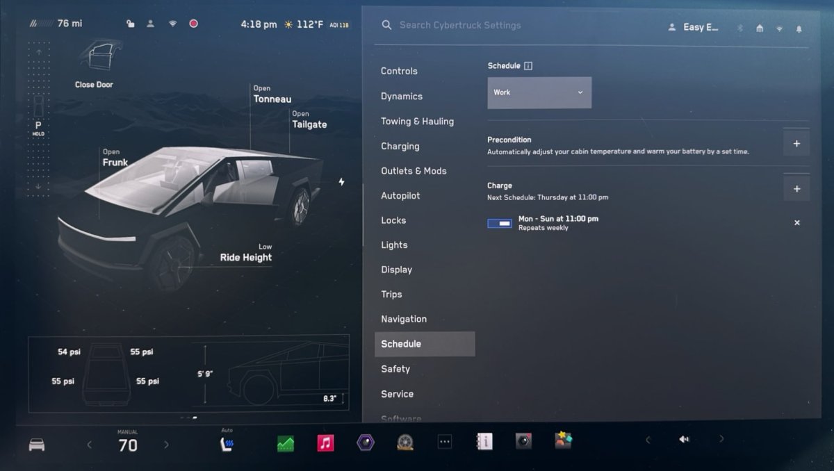 You can set climate and charge schedules