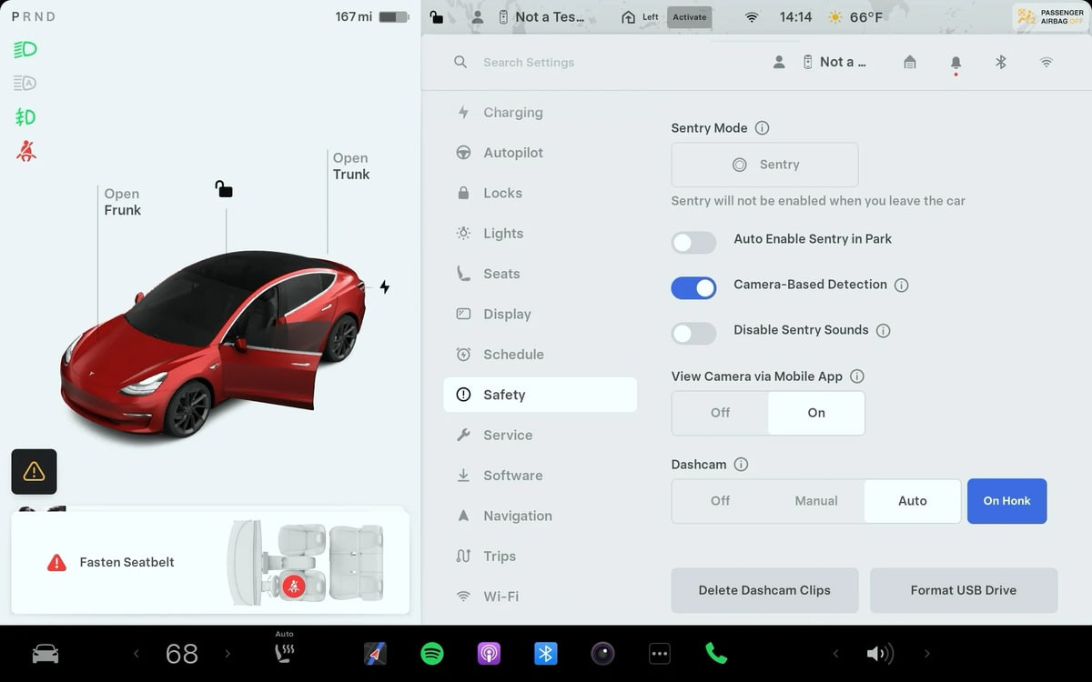 Tesla Sentry Mode Menu feature in update 2025.14.6