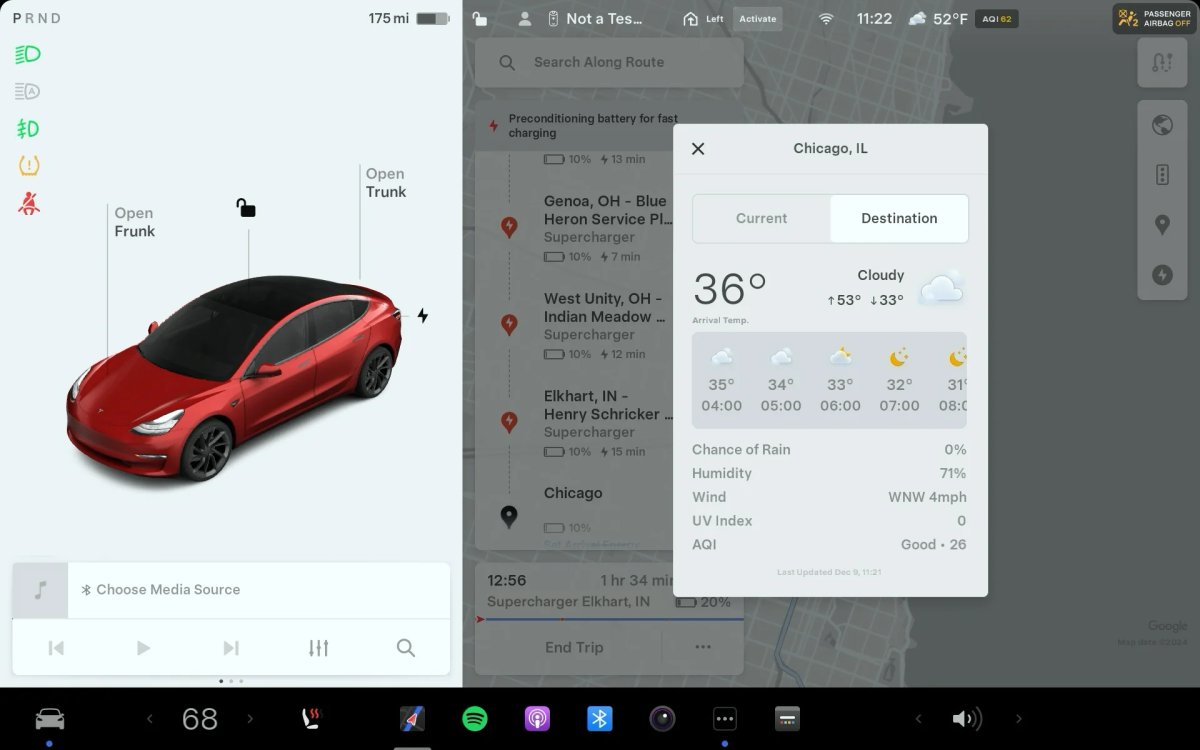 Note the weather under the arrival time