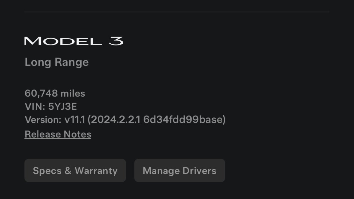 Additional details are now shown about the vehicle's current software version