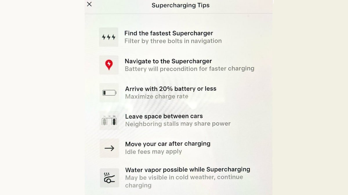 Tesla now points out that steam coming out of your vehicle while Supercharging is normal